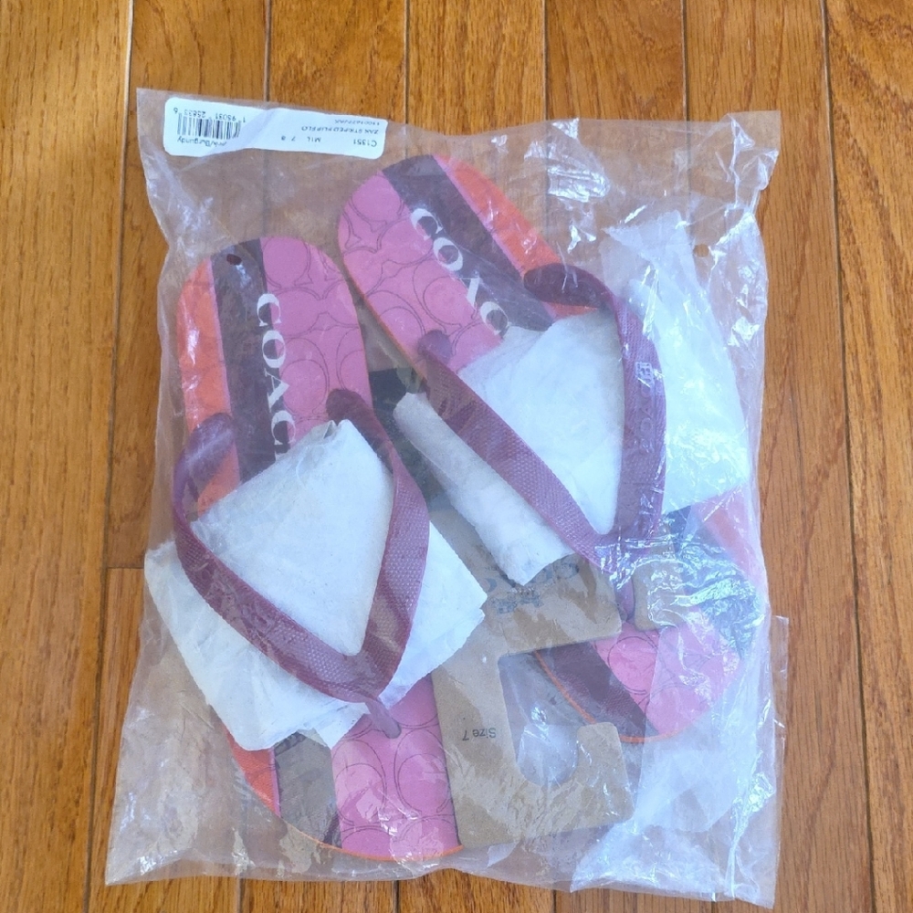 Coach Pink and Brown Sandals